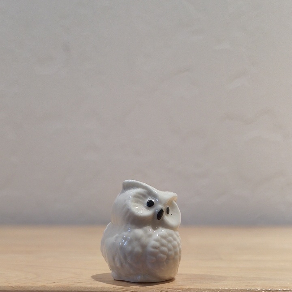 Tiny White Ceramic Owl Figurine